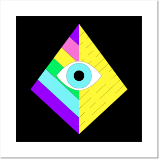 Pyramid Colorful Abstract Illuminati , Pyramid Eye Artwork Posters and Art